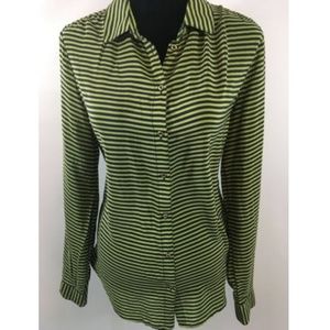 Banana Republic Silk Striped Button Down Sz L NWOT